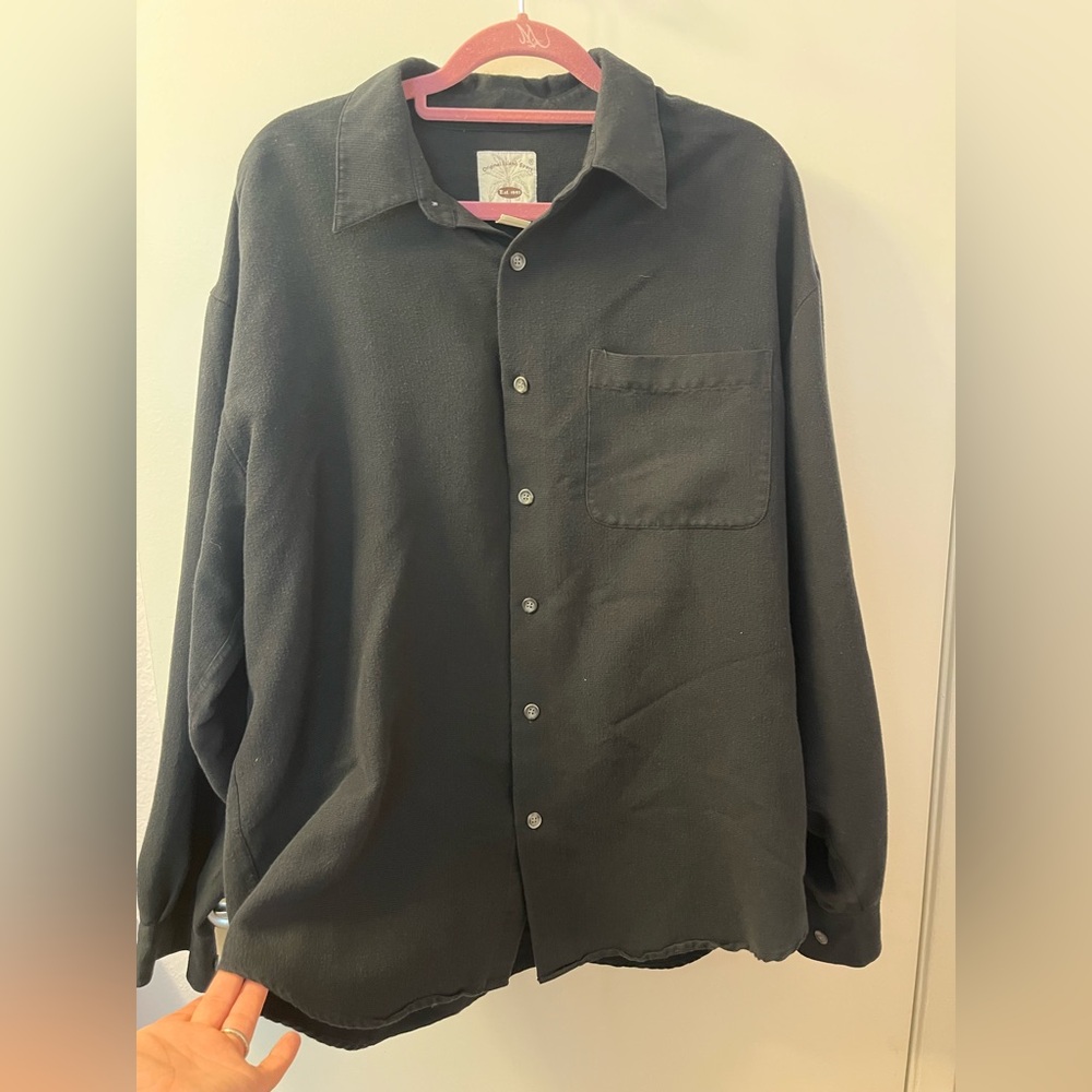 Men's Original Island Sport Large Black Button Up Shirt! So SOFT! EUC